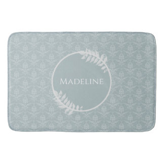Alfombrilla De Baño Dusty Blue Elegant Damask Personalizado
