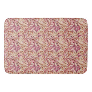 Alfombrilla De Baño Dusty Rosa y Taupe Leaf Scroll