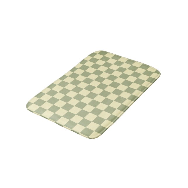 Alfombrilla De Baño Dusty Sage Green and Butter Yellow Checkerboard (Angular)