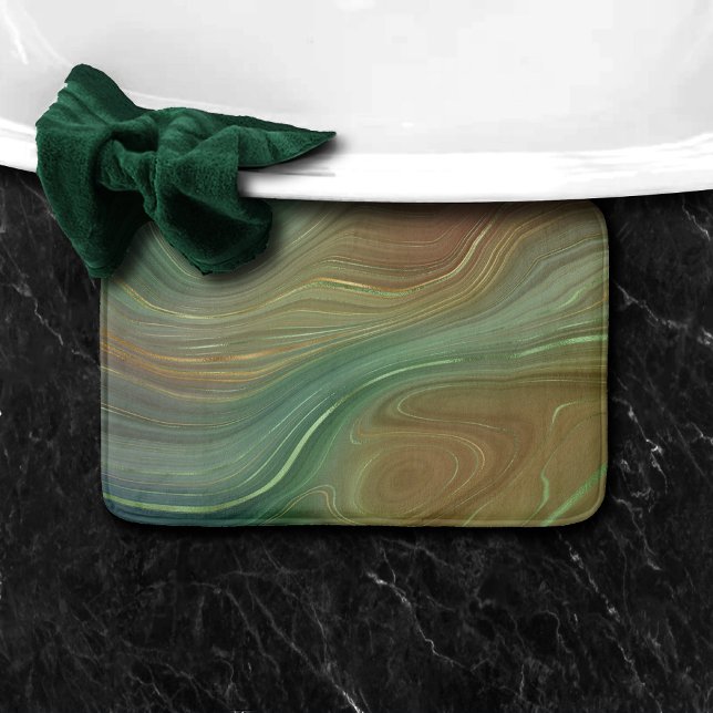 Alfombrilla De Baño Earthy Emerald Strata | Agentes de tinta verde y d (Subido por el creador)