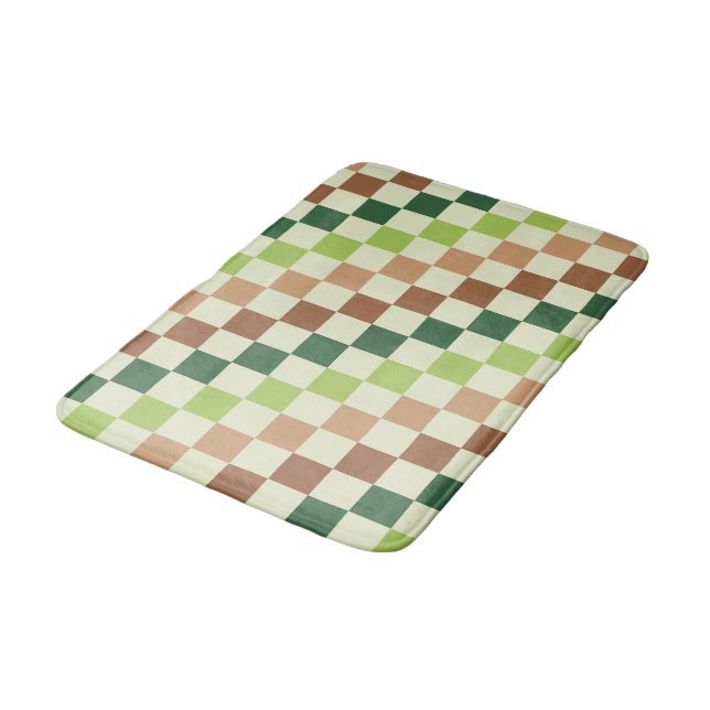 Alfombrilla De Baño Earthy rainbow diagonal checkerboard pattern (Angular)