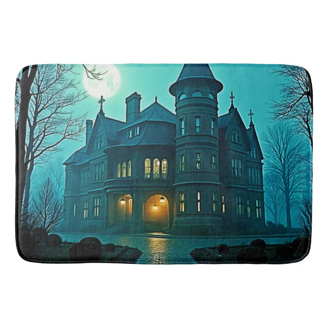 Alfombrilla De Baño Eerie Victorian Mansion Moonlight (Anverso)