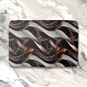 Alfombrilla De Baño Efecto 3D del resumen negro, plateado y cobre