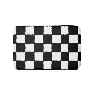 Alfombrilla De Baño Efecto a cuadros blanco y negro de la salpicadura