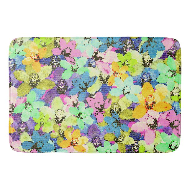 Alfombrilla De Baño Efecto de vidrio de manchas de orquídea, Bathmat d (Anverso)
