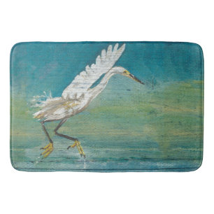 Alfombrilla De Baño Egret Gorgeous Coastal Shorebird Water Beach