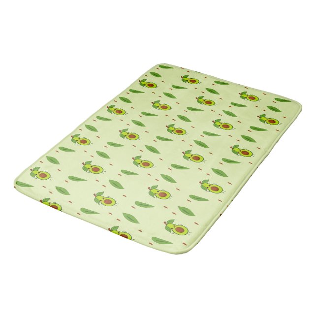 Alfombrilla De Baño El aguacate cute kawaii sobre el verde (Angular)