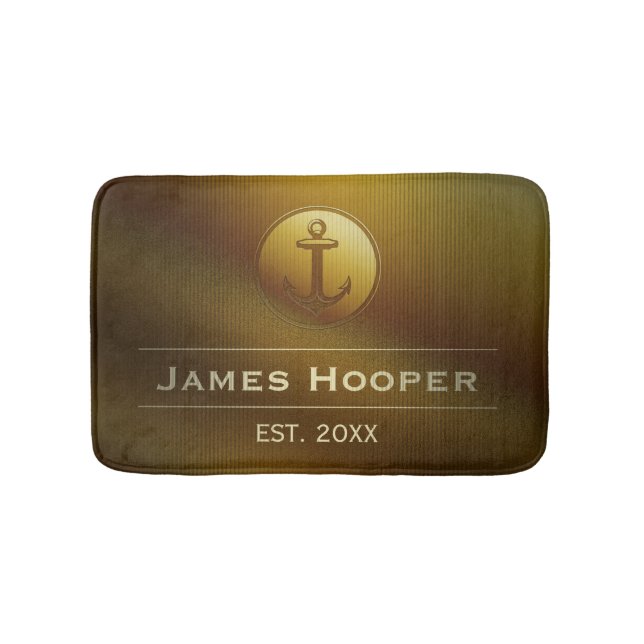 Alfombrilla De Baño El ancla única con nombre y fecha el | los regalos (Anverso)