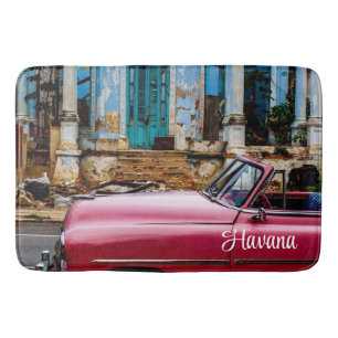 Alfombrilla De Baño El auto rojo de la Habana Cuba
