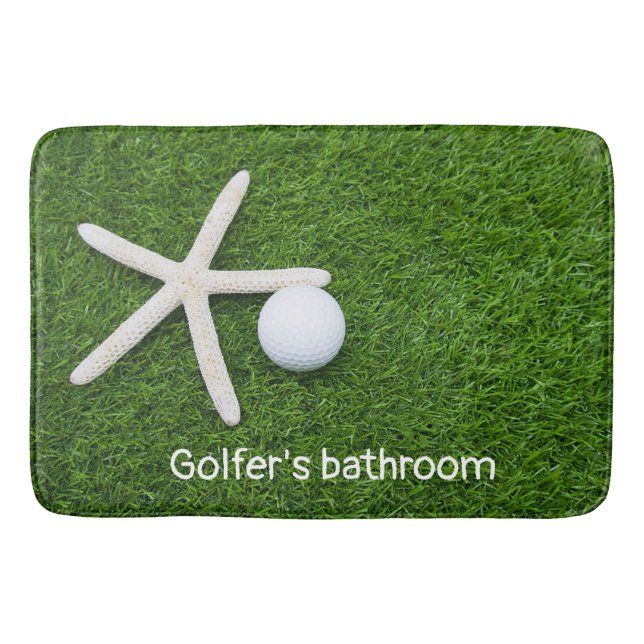 Alfombrilla De Baño El baño de Golfer con bolas de golf sobre césped v (Anverso)