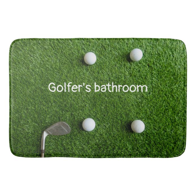 Alfombrilla De Baño El baño de Golfer con bolas de golf sobre césped v (Anverso)