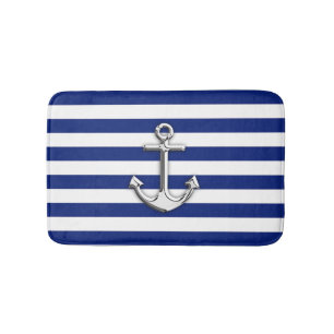 Alfombrilla De Baño El cromo tiene gusto de rayas de azules marinos