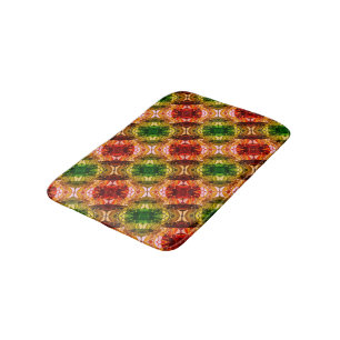 Alfombrilla De Baño El dibujo redondeado genera formas rojas, verdes y