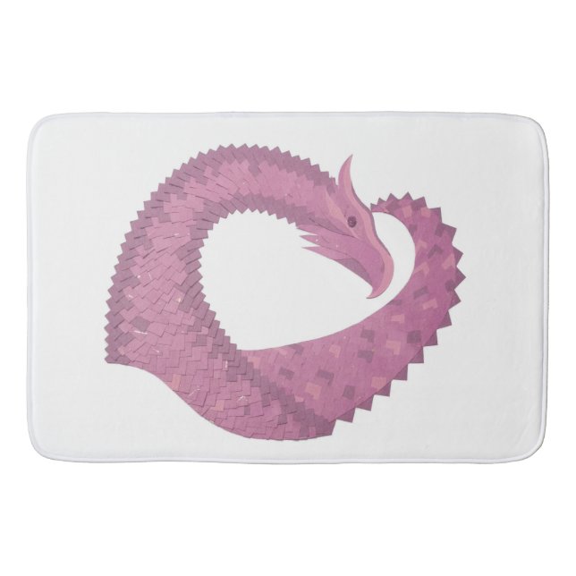Alfombrilla De Baño El dragón del corazón malva sobre blanco (Anverso)