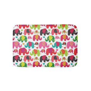 Alfombrilla De Baño el elefante retro embroma el papel pintado del