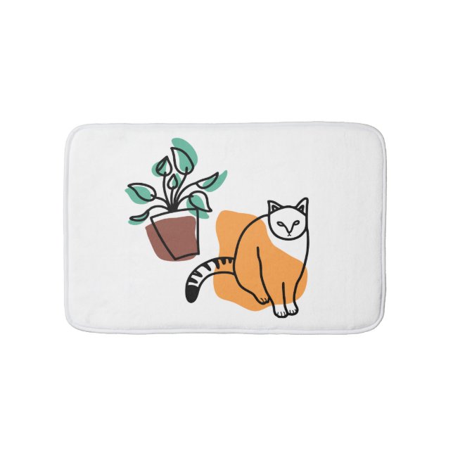 Alfombrilla De Baño El gato y la planta (Anverso)