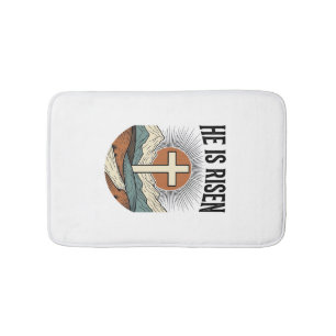 Alfombrilla De Baño Él ha resucitado Cruz Amanecer Cristiano Camiseta