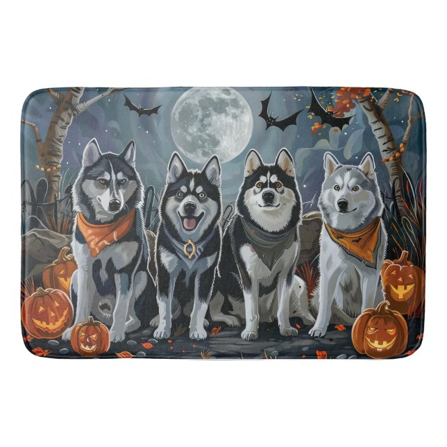 Alfombrilla De Baño El Husky Siberiano Halloween Spooky (Anverso)