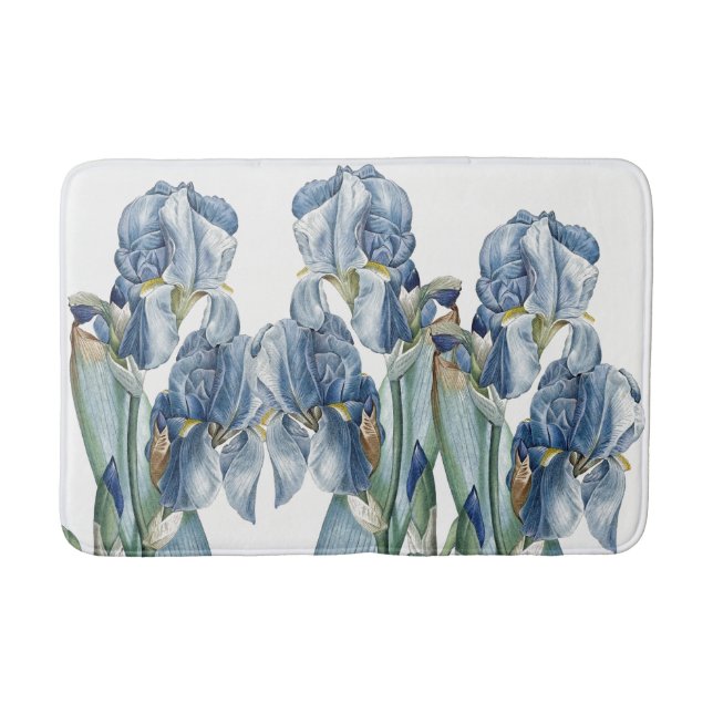 Alfombrilla De Baño El iris azul botánico florece la estera de baño de (Anverso)