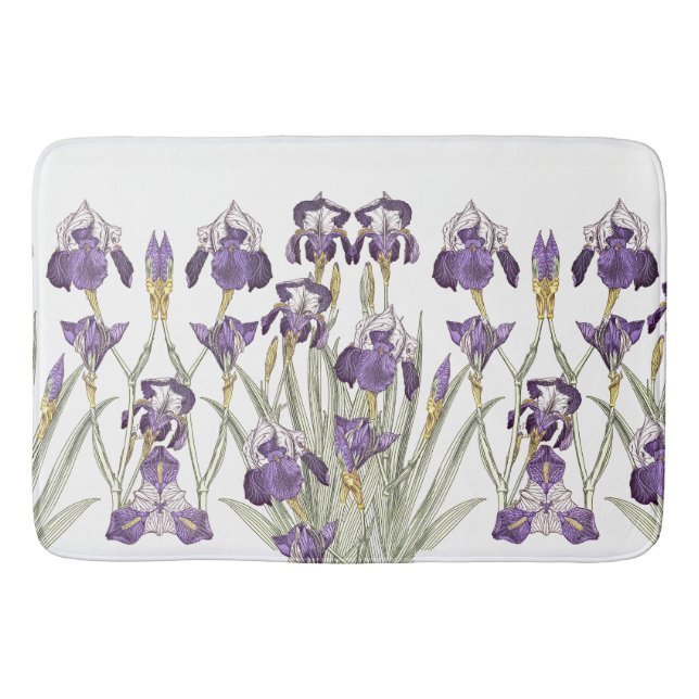 Alfombrilla De Baño El iris púrpura de Nouveau del arte francés (Anverso)