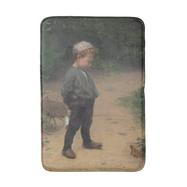 Alfombrilla De Baño El joven biólogo con rana (de Paul Peel) (Frente vertical)