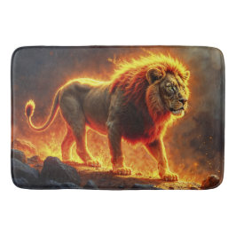 Alfombrilla De Baño El paisaje infernal de los leones de fuego llama a