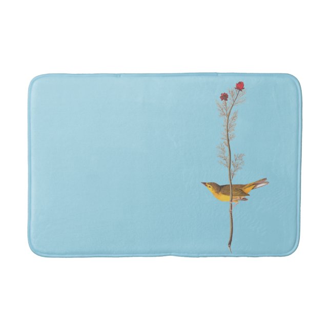 Alfombrilla De Baño El pájaro embrujado de Audubon sobre la flor roja (Anverso)
