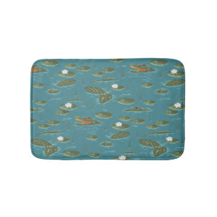 Alfombrilla De Baño El patrón de agua del lagarto blanco Lotus