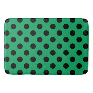 Alfombrilla De Baño El polka negro se pone en verde fresco