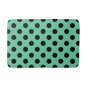 Alfombrilla De Baño El polka negro se pone verde a la menta
