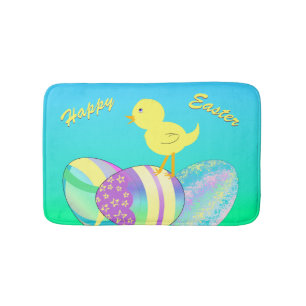 Alfombrilla De Baño El polluelo amarillo con el pastel Eggs PASCUA