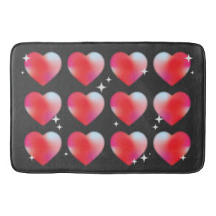 Alfombrilla De Baño El rojo desdibuja los corazones y las estrellas de