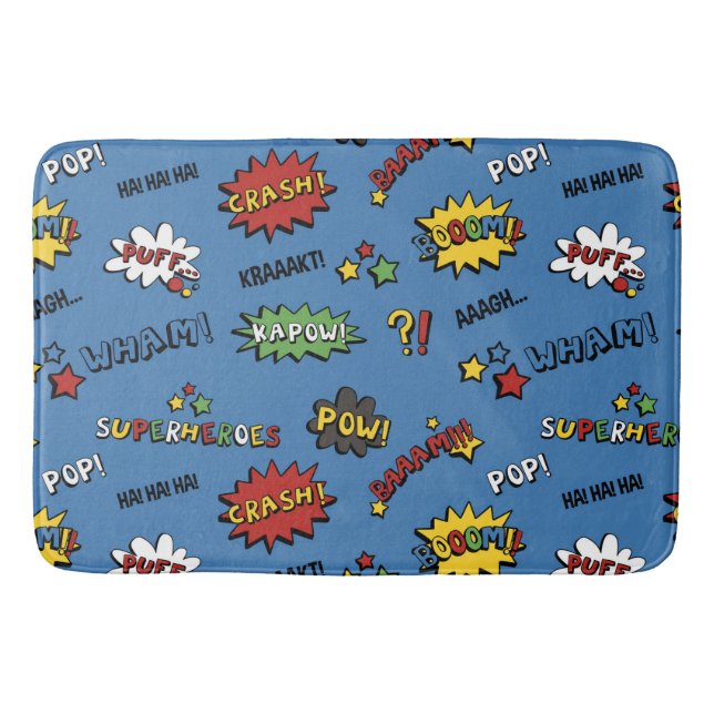 Alfombrilla De Baño El super héroe retro embroma el modelo (Anverso)