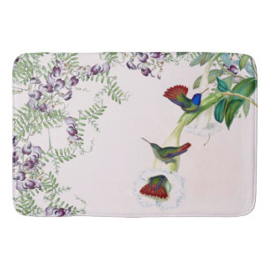 Alfombrilla De Baño El Wildflower de los pájaros del colibrí florece
