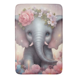 Alfombrilla De Baño Elefante bebé adorable con flores