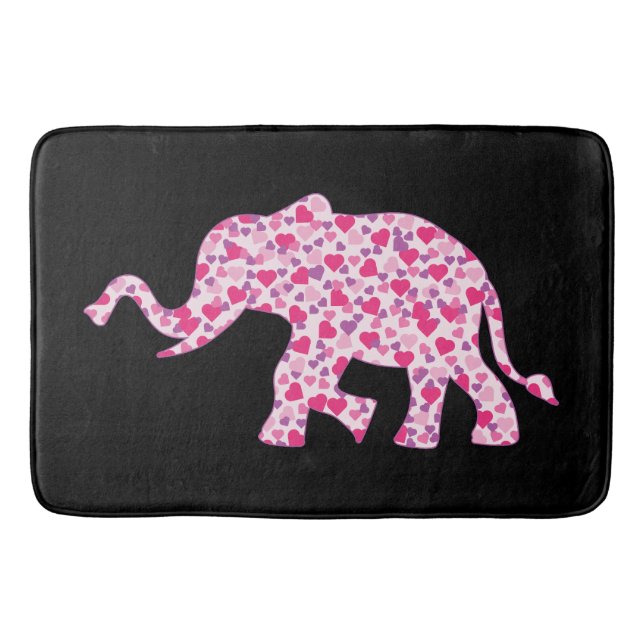 Alfombrilla De Baño Elefante de corazones rosados (Anverso)