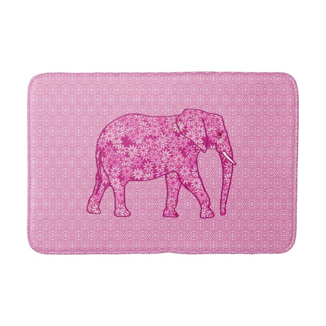 Alfombrilla De Baño Elefante de las flores - rosa fucsia (Anverso)