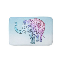 Alfombrilla De Baño Elefante De Paisley Rosa Y Azul