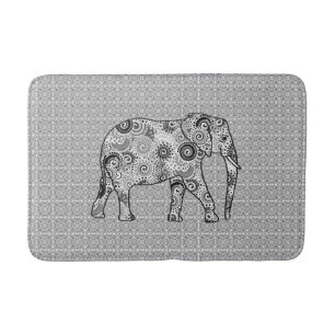 Alfombrilla De Baño Elefante de Swirtal, gris, negro y blanco