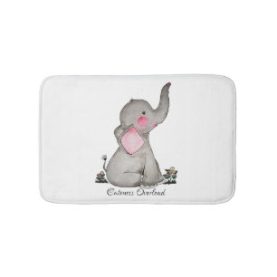 Alfombrilla De Baño Elefante lindo del bebé de la acuarela con Rubor
