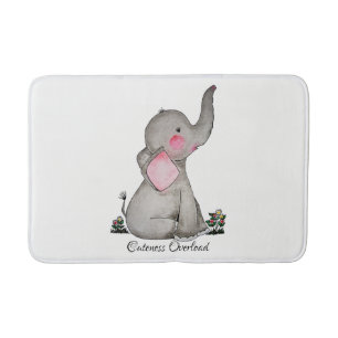 Alfombrilla De Baño Elefante lindo del bebé de la acuarela con Rubor