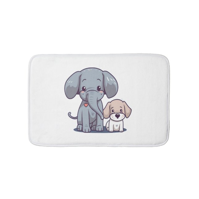 Alfombrilla De Baño Elefante lindo y perro (Anverso)