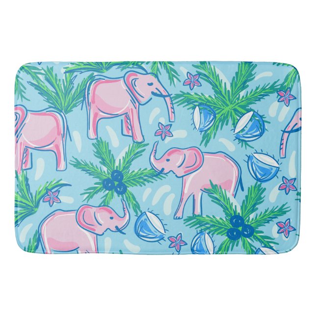 Alfombrilla De Baño Elefante rosa Preppy (Anverso)