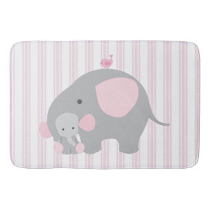 Alfombrilla De Baño Elefante rosado de la niña hermosa