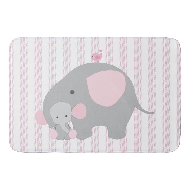 Alfombrilla De Baño Elefante rosado de la niña hermosa (Anverso)
