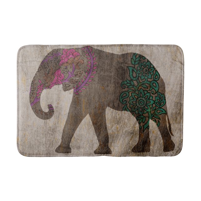 Alfombrilla De Baño Elefante tribal asiático zen (Anverso)