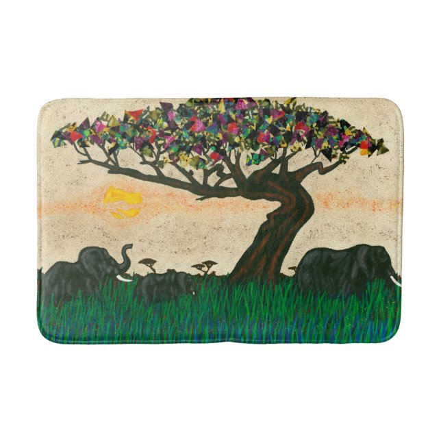 Alfombrilla De Baño Elefantes en los aviones de África (Anverso)