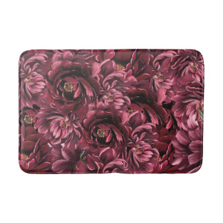 Alfombrilla De Baño Elegancia de flores de Borgoña