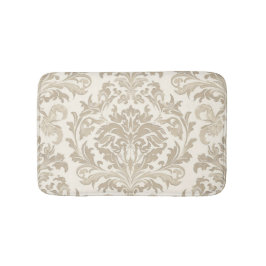 Alfombrilla De Baño Elegancia de Marfil Barroco Damasco Clásico Antigu