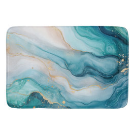 Alfombrilla De Baño Elegancia de mármol esmeralda y dorada